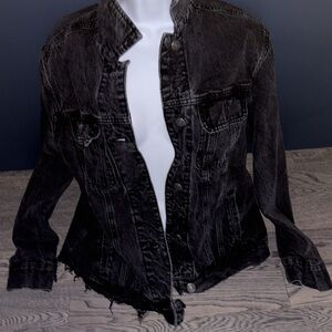 Blue notes black distressed oversized jean jacket Sz Small